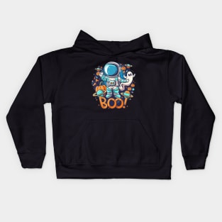 Funny Halloween Boo Ghost Pumpkin Astronaut Lovers Kids Hoodie